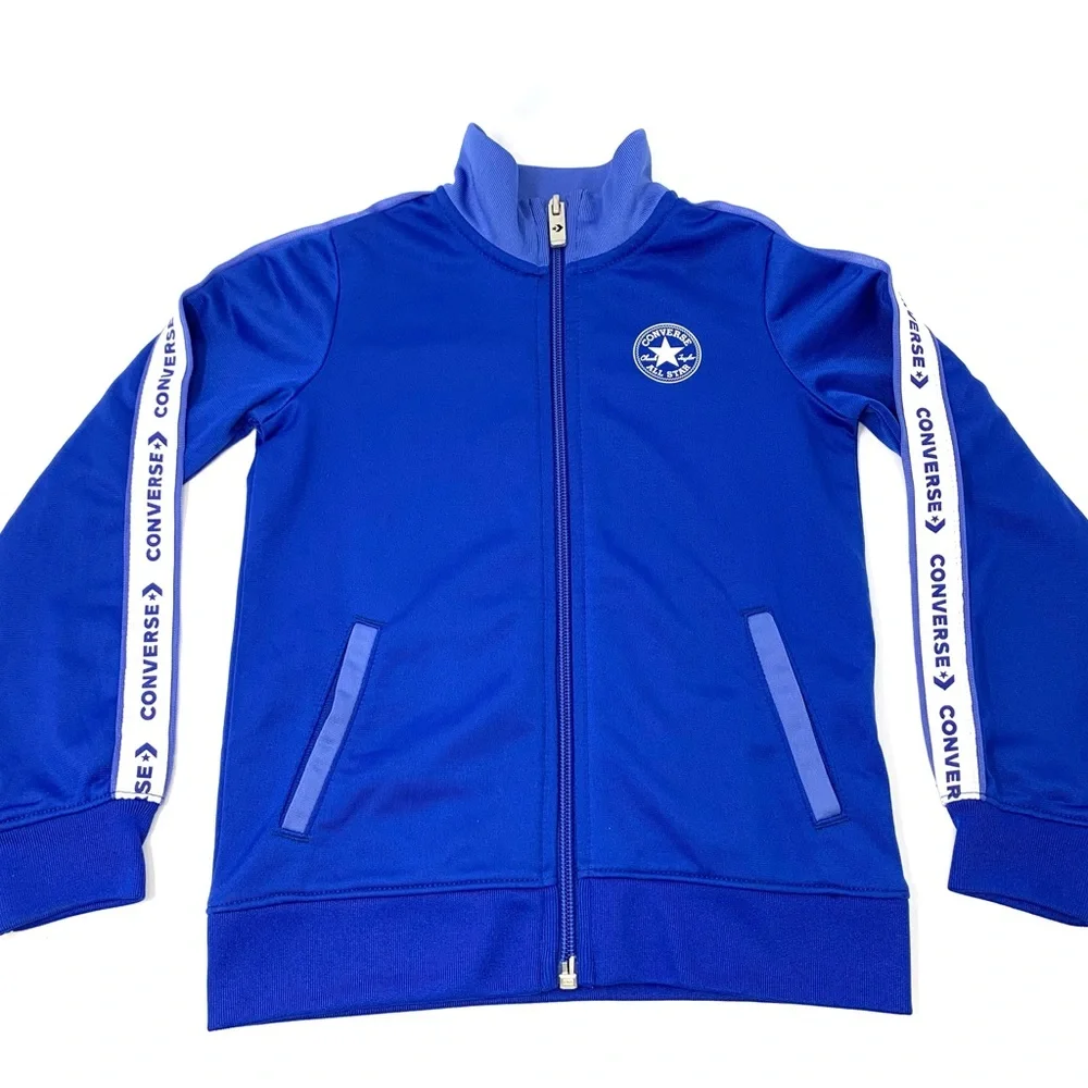 Converse royal Blue Logo Brand Athletic Zip Up Track Jacket Toddler size 4